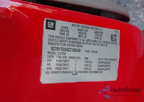 2012 GMC Sierra 1500 Work Truck из США, поврежденный, VIN 1GTR1TEX9CZ166545